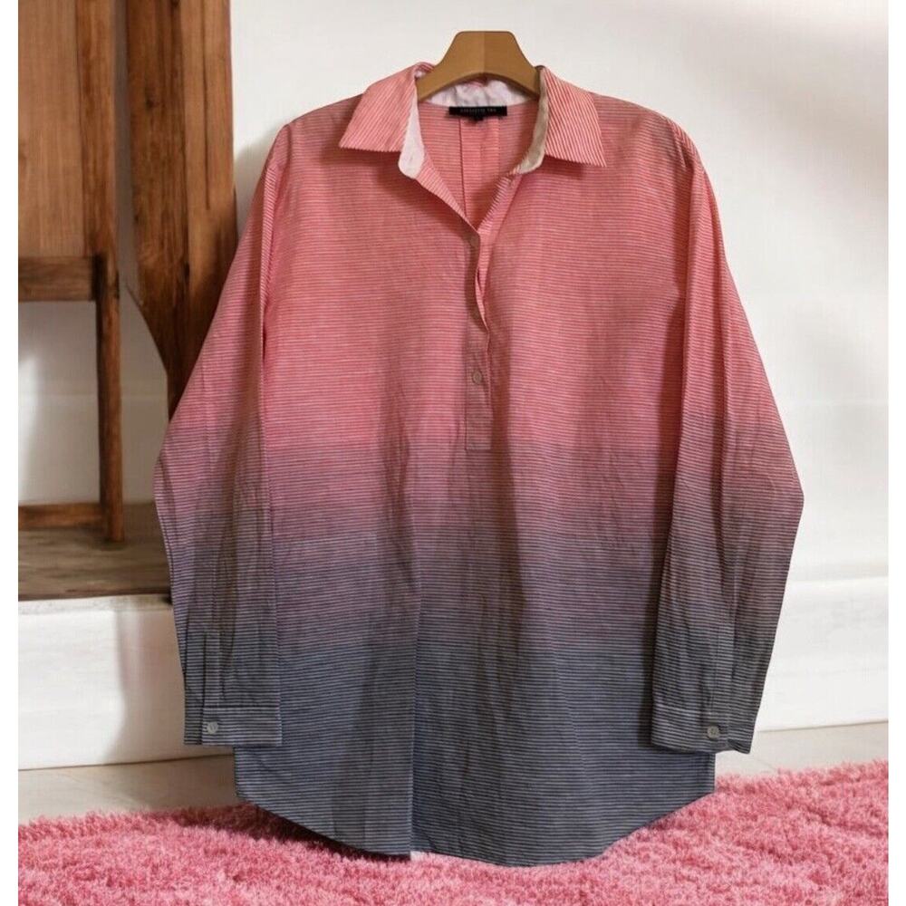 Lafayette 148 ombré striped linen cotton pockets‎ Women’s Size S Small